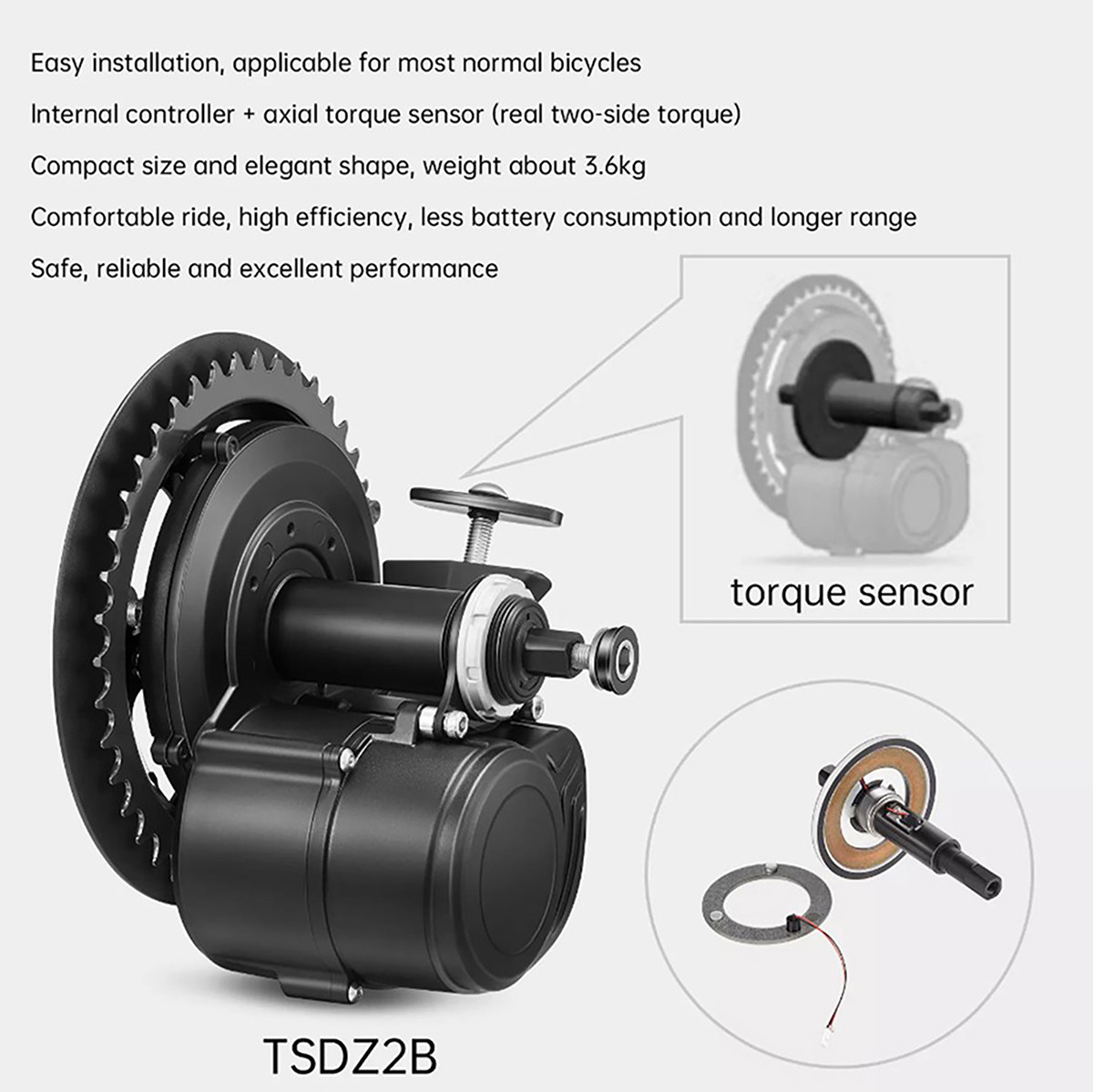 New Version Tongsheng 48V 500W - Torque Sensor Mid Drive Motor Kit recension och pris